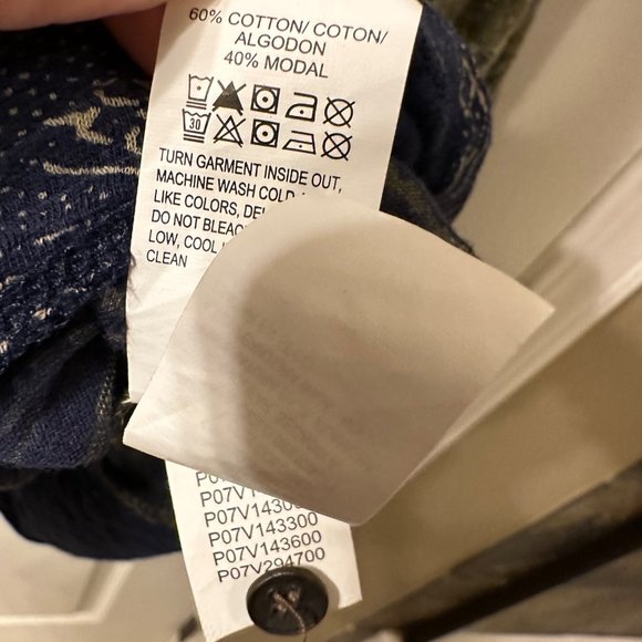 Lucky Brand 3/4 Sleeve Peasant Tunic Top Blouse 3XL Olive Green Blue Lightweight - Picture 8 of 8